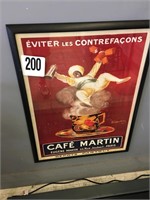 CAFE MARTIN FRAMED SIGNED WALL ART