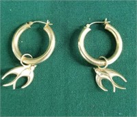 Mark 18K Gold Hoop Bird Earrings
