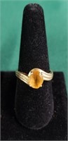 Marked 14K Gold Ring w/Yellow Stone Sz 9.5-