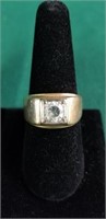 Men's Marked 14K Gold Ring w/ Stone Sz 10-