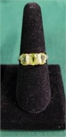 Marked 14K Gold Ring w/Green Stones Sz 8.5-