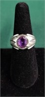 Marked 10K Ring w/Purple Stone Sz 8.5-