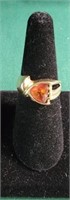 Marked 10K Gold Ring w/ Orange Stone Sz 7.5-