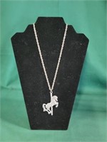 24" Pewter Carousel Horse Necklace