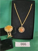 Matching Orange Stone Necklace & Bracelet