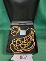 Matching Bronze Beaded Necklace & Bracelet