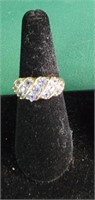 Marked 14K Gold Ring w/Purple Stones Sz 7.5-