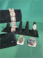 Assortment of Abalone Marked .925 Jewelry-