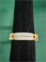 Marked 14K Gold Bracelet w/ Green Stones-