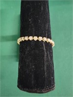 Marked 14K Gold Bracelet w/ Clear Stones-