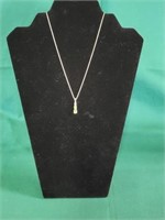 Marked 14K Gold Necklace w/ Green Stones Pendent-