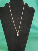 Marked 14K Gold Necklace w/Clear Stones 20"-