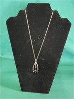 Marked 14K Gold Necklace-Italy- w/Black Stone-