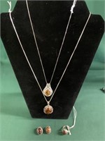 Marked .925 Amber Stone Jewelry-