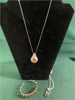 Marked .925 Amber Stone Jewelry-