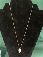 Marked 14K Gold Chain w/Mother of Pearl Pendent-