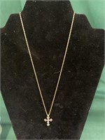 Marked 14K Gold Chain w/Cross Pendent-
