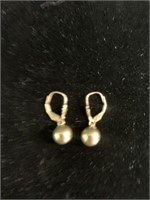 Marked 14K Gold Drop Ball Earrings-