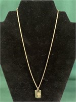 Marked 14K Gold Necklace w/Serenity Prayer Pendent