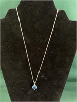 Marked .925 Necklace w/Blue Stone-