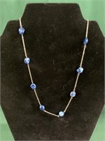Marked .925 Necklace w/Blue Pearls-
