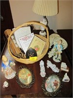ANTIQUE GLASS LAMP AND KNICK NACKS