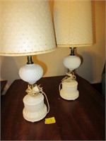 PAIR OF ELECTRIC HOBNAIL LAMPS