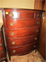 DREXEL MAHOGANY TALL CHEST WITH GLASS TOP