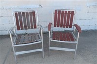 2 Vntg Aluminum  & Wood Chairs