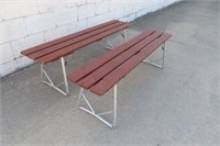 2 Aluminum & Wood Benches /Plant Stands 59.5" L