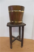 Primitive Stool with Wood Bucket