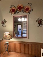 Wall hangings and a table lamp