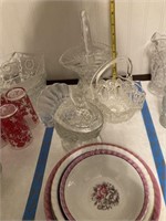 Clear glass vase, Bowls, clear glass turkey and sm