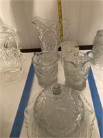 Clear glass items, small picture, cream and