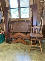 Vintage twin bedframe and highchair