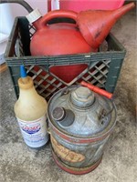 Vintage fuel can, gas can, crate, other