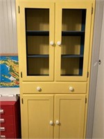 Four door one drawer painted cabinet, no glass