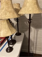 Four lamps - one small lamp, two table lamps, floo