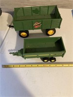 Two Toy John Deere toy Trailers