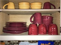 Red/burgundy color stoneware dishes