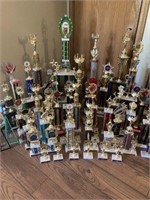 Large assortment of trophies