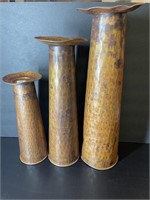 3 Pc Tin Candle Holders/Vases