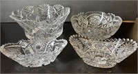 4 pc. Cut Glass, Damage to Side of Large Bowl