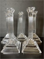 5 Pc Clear Glass Candle Sticks