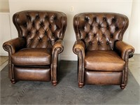 Pr Leather Wing Back Recliners, See More Info