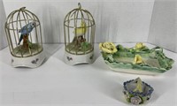 Porcelain Items, One Bird Cage Repaired