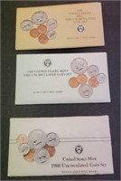 1988,1989, 1990 Double Mint Sets
