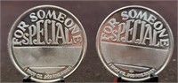 (2) One  Troy Oz. Silver  Rounds: Christmas 1995,