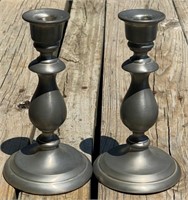 (2) 8 1/2" Pewter Candle Sticks