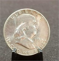 1955 Franklin Silver Half  Dollar, BU High Grade